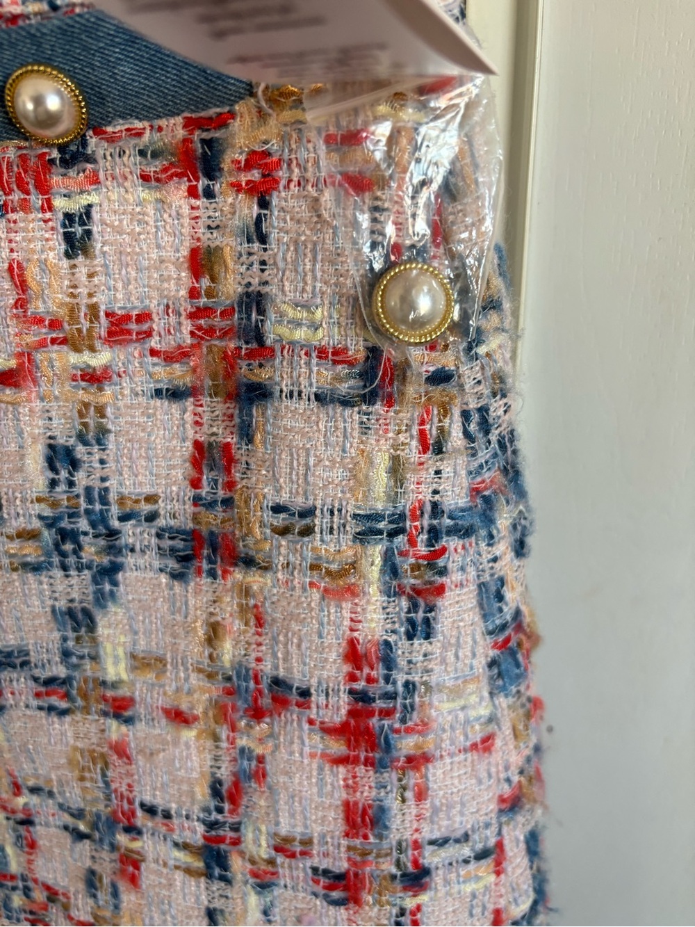 NWT Nanette Lepore Textured Tweed Pearl-Button Mini Skirt in Multi-Color, Size S - Picture 4 of 5